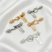 14K包金保色镶锆方片银龙虾扣D扣头链接手链项链收尾diy饰品配件