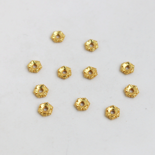 18K哑金包金保色花片隔片6MM花边大孔片手链项链DIY手工饰品配饰