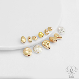 14K铜镀金保色通孔不定型随形隔珠不规则6 7mm手工饰品diy散珠子