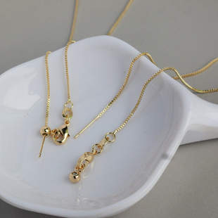 14k包金针式 项链46厘米盒仔链1.0细链调节伸缩手链23厘米diy手工