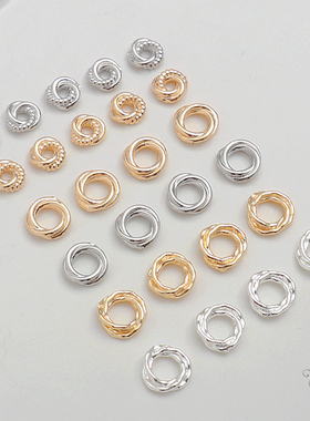 14K保色镀金光面圈圈扭圈隔片垫片11MM隔珠大孔串手链DIY饰品配件