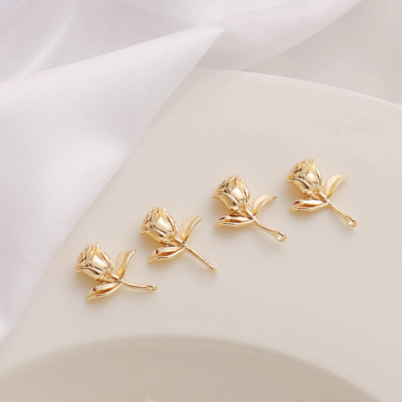 镀金保色玫瑰花吊坠diy饰品图片
