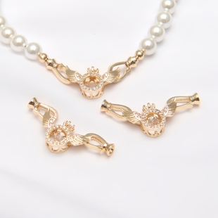 14K包金保色镶嵌锆石灵动天使扣头手头珍珠扣diy饰品手链项链链接