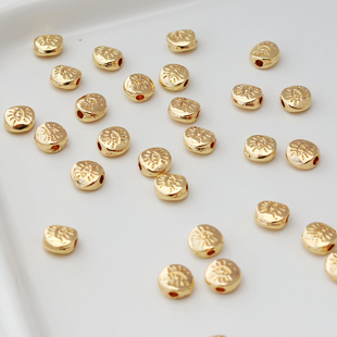 14k包金保色双面眼睛龟面型6mm通孔串珠配饰diy饰品配珠手工材料