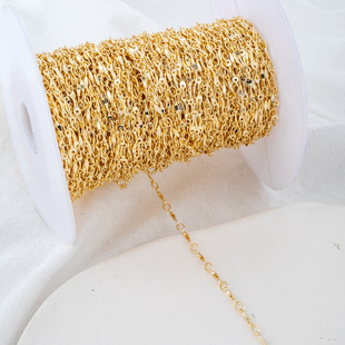 14K铜包金保色马眼压扁链接链子链条diy饰品手链项链耳线手工散链