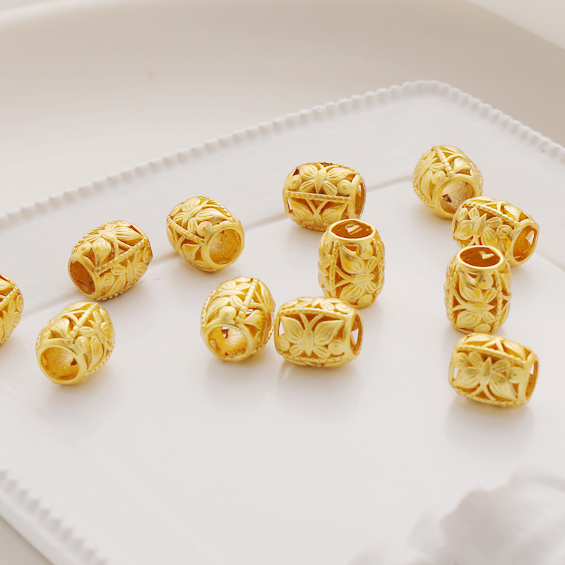 鹅姐铜镂空铜珠大孔古法金