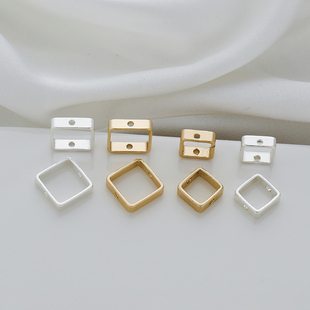 14k包金保色正方框套珠圈正方圈套圈穿珠套珠圈diy饰品手工材料