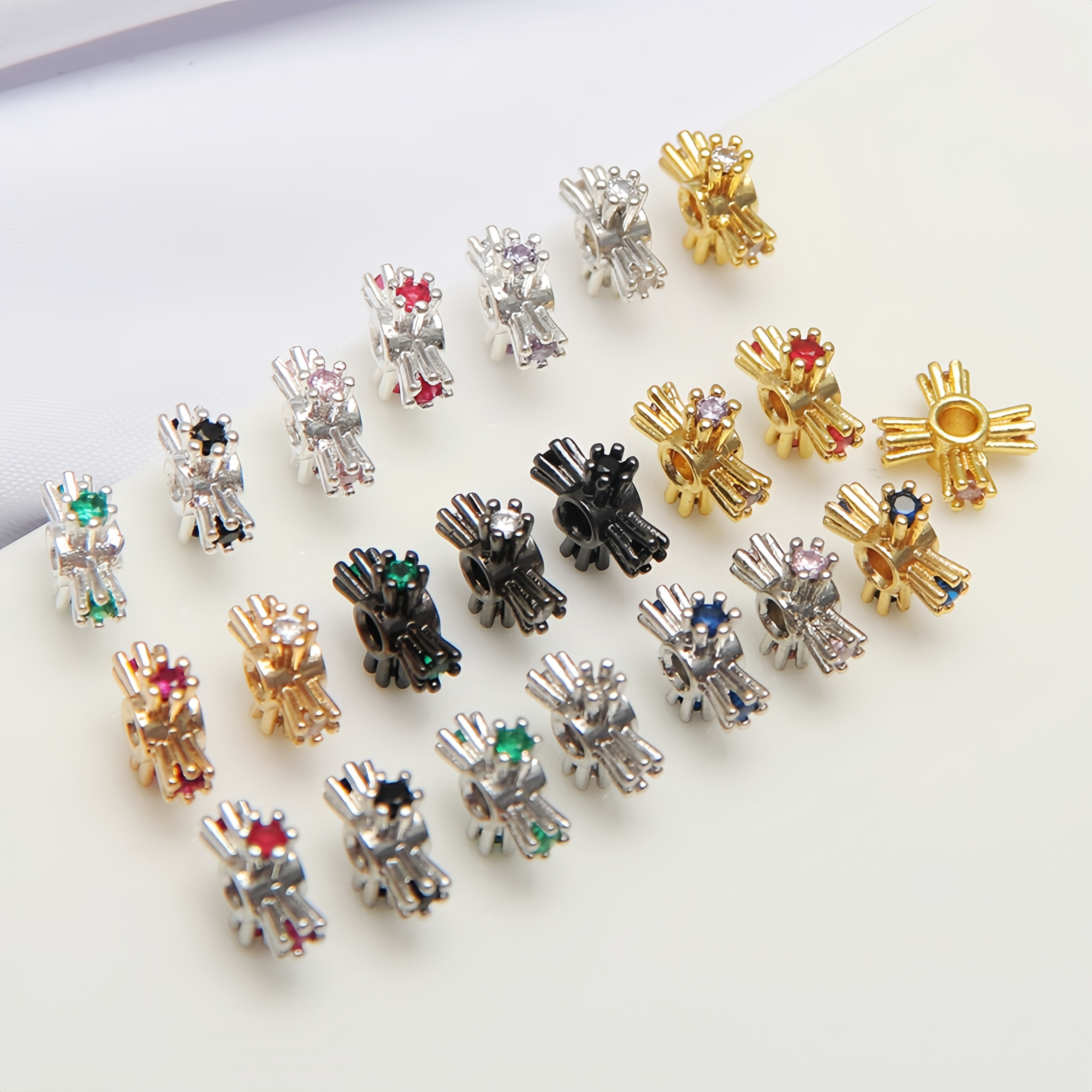 18K包金保色镶嵌锆石克罗星锆石隔珠串珠diy手链项链耳环坠子配件