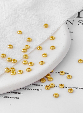 18k包金保色配件/隔片3mm/4mm隔珠diy饰品配件散珠50颗一份