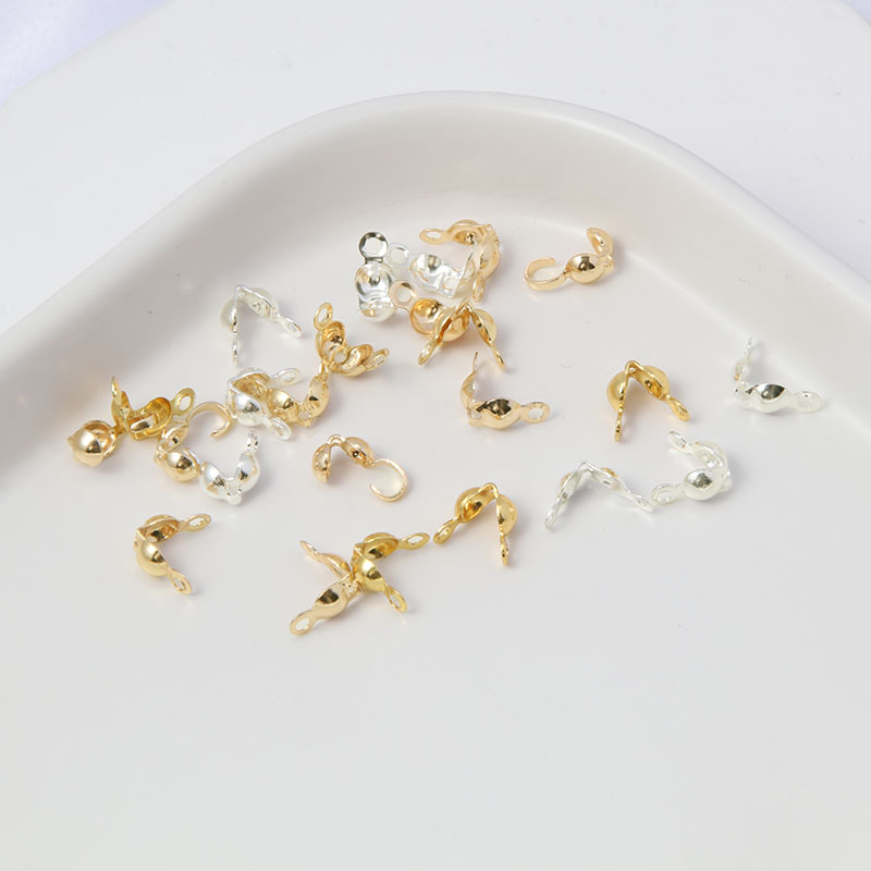 14K包金保色贝壳双耳包扣链条夹扣包线扣收尾扣diy手链项链配件