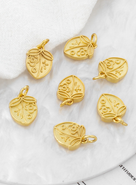 保色哑金双面桃子吊坠diy饰品