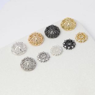 14K镀金保色大号镶钻锆石14mm花托珠托花帽手链项链diy首饰品配件