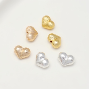 14K包金保色拉丝屁屁桃心爱心隔珠桶珠diy银饰品手链项链散珠配件