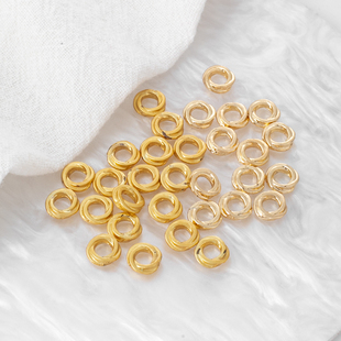 14K包金保色配件麻花圈圈扭圈隔片垫片4MM隔珠6MM大孔散珠DIY饰品