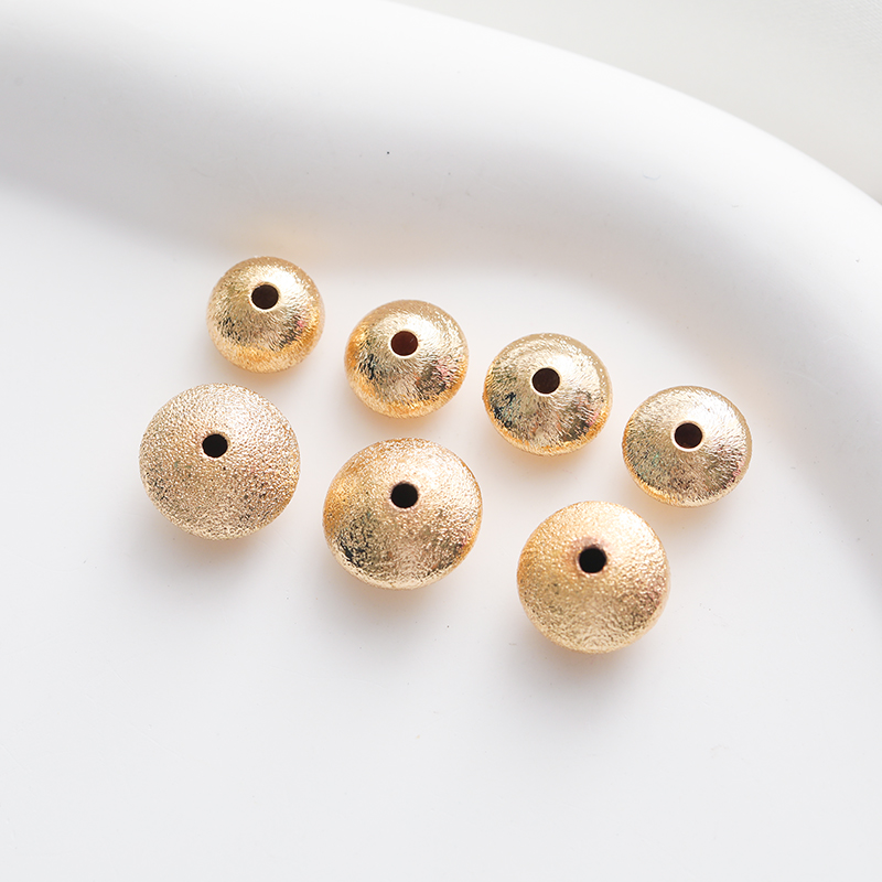 14k白金保色磨砂隔珠飞碟算盘diy