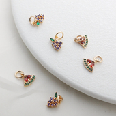 14k包金保色锆石扇形葡萄小吊9 8mm链接吊坠手链项链配件diy饰品