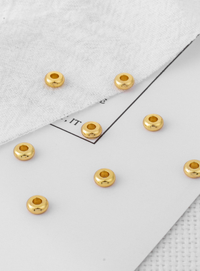 14K保色金珠 DIY手链隔片串珠手工/3mm-4mm-5mm（100颗一份）