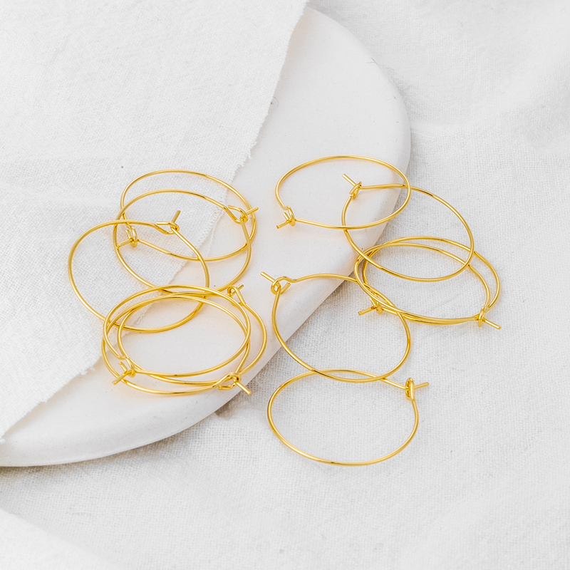 diy18k包金保色圆形材料耳环