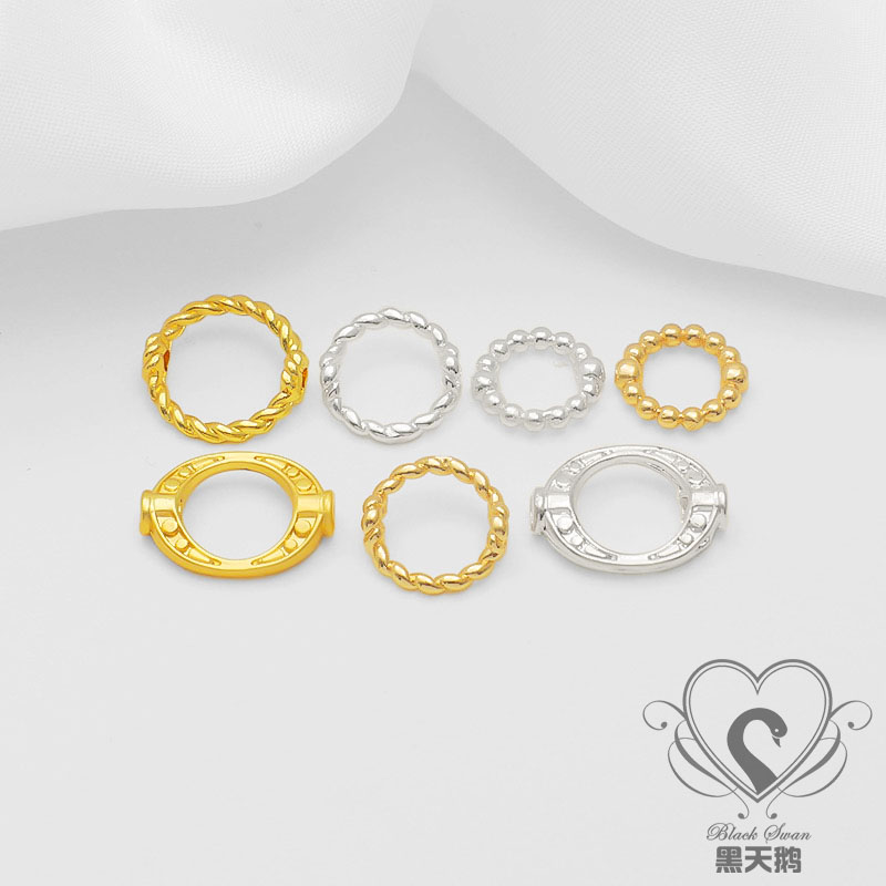 14K包金保色麻花套珠圈镀银串珠diy手链项链手工饰品配件圈10个装