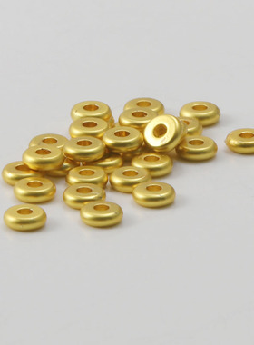 18k包金保色沙金哑光隔片平片4mm/5mm/6mm扁片珠diy饰品散珠 50颗