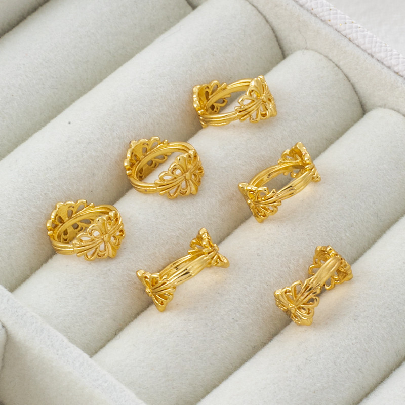 18k包金保色皇冠环10mm外圈diy手链项链镶嵌托内圈7.5mm饰品配件