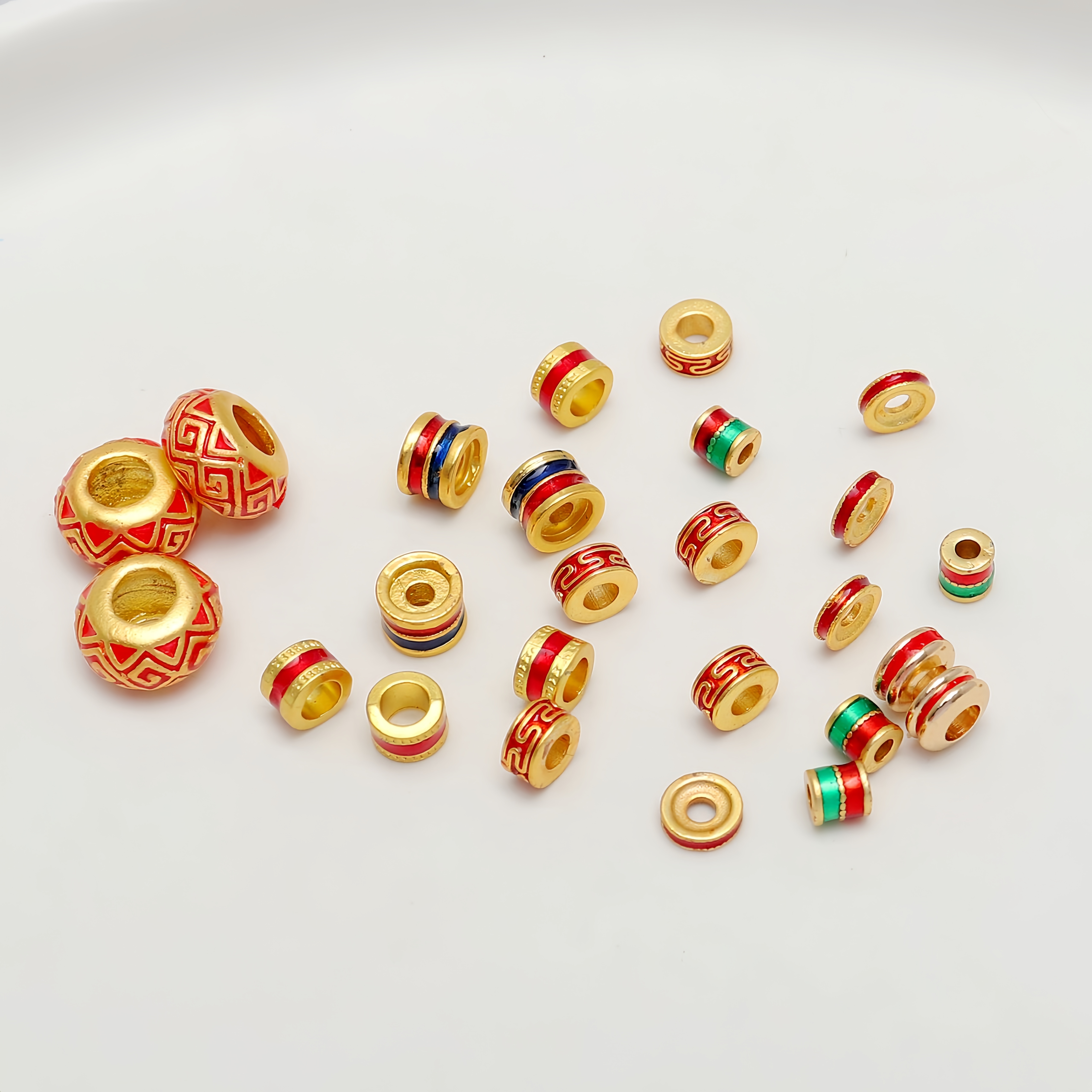 18K哑金保色滴油隔珠隔片配饰编手链手串项链diy跑环配件散车轮珠