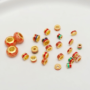 18K哑金保色滴油隔珠隔片配饰编手链手串项链diy跑环配件散车轮珠