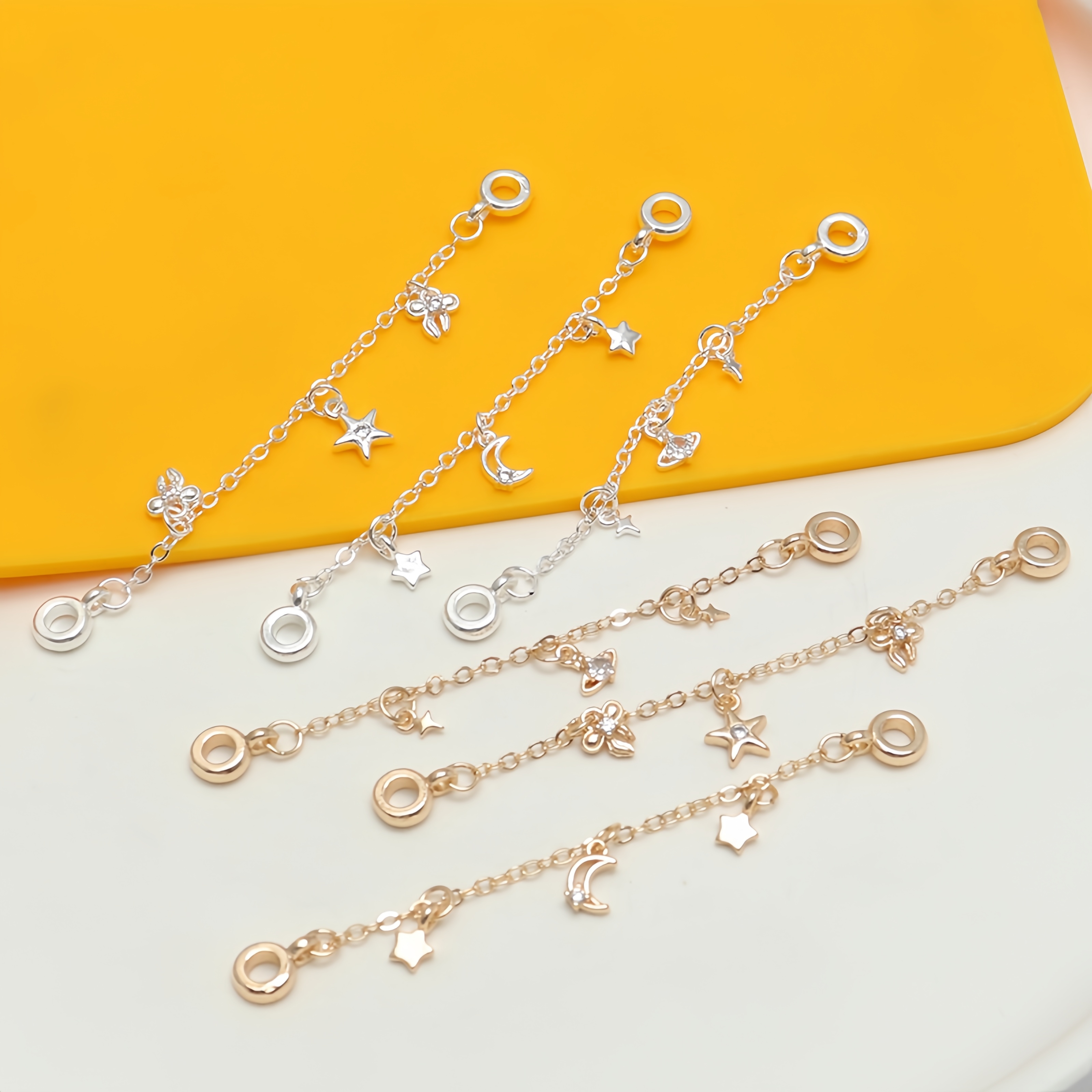 14K包金保色镶嵌锆石提溜环链条银色安全链DIY手工手链项链配件链