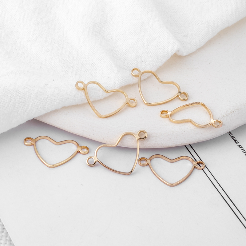 14k包金保色双吊孔爱心diy