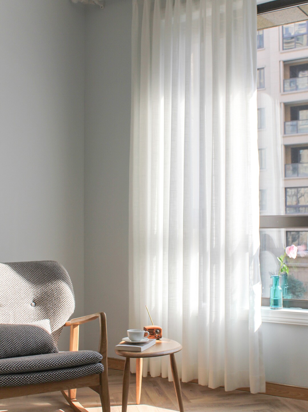 简约北欧风日式加厚仿亚麻纱透光不透人客厅卧室窗帘白纱窗纱纱帘