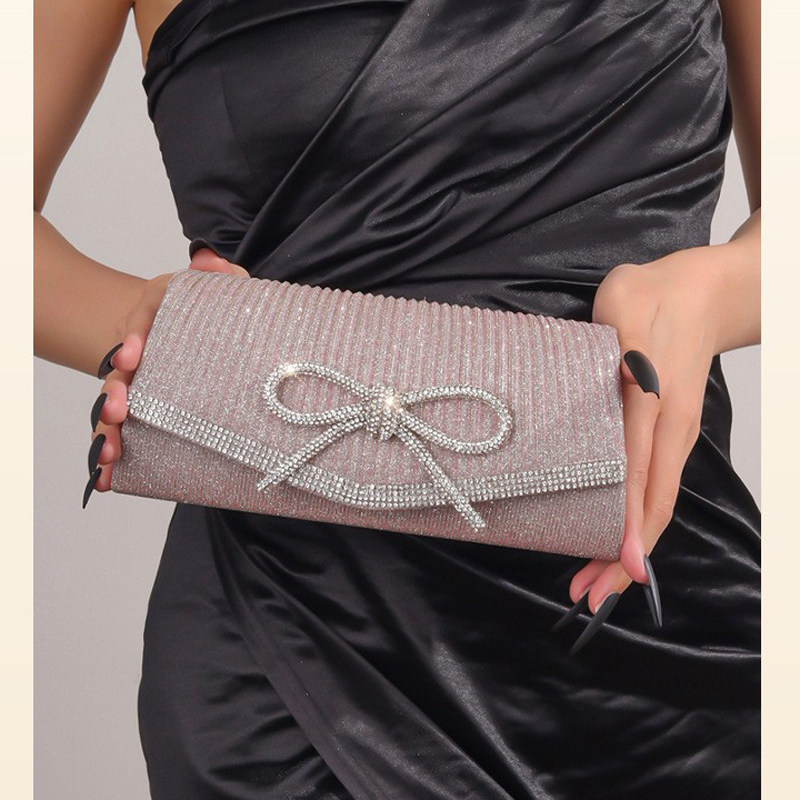 高级感晚宴手包满钻蝴蝶结手提包手拎包高端手拿包女配礼服的包包