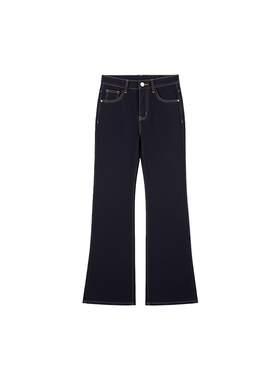 【UUS-玉米专享】加绒抗皱阔腿微喇拼接牛仔裤