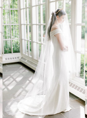 新娘双层素纱礼服婚礼新款头纱