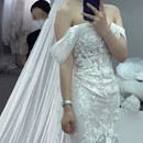 唯美新娘蕾丝一字肩装 饰配饰婚纱礼服配件披肩遮挡副乳手臂披肩