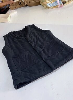男士老头子马甲手工棉花一针一线缝制男士马甲带口袋带口袋
