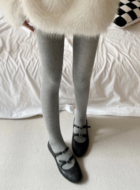 踩脚烟灰色漫画腿连裤袜高腰微压显瘦可外穿打底裤袜黑色不掉裆