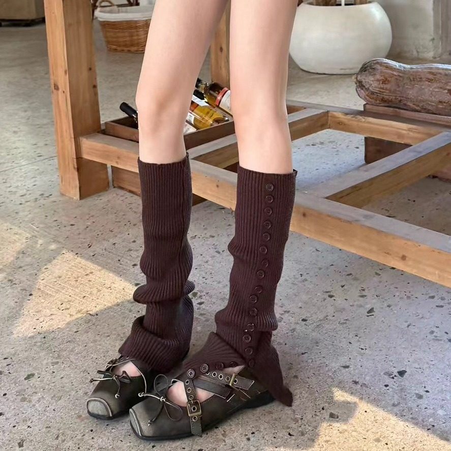 芭蕾风秋冬新款百搭腿套可调节纽扣开叉针织堆堆袜套女配小皮鞋,女士内衣/男士内衣/家居服,中筒袜,淘宝优惠券,粉丝福利购,淘宝优惠卷