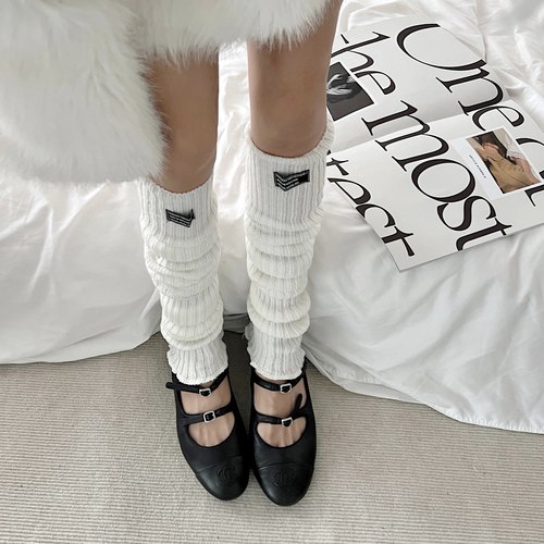 过膝长筒袜女秋冬加长y2k辣妹袜套加厚保暖堆堆袜jk白色小腿袜黑