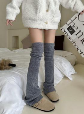 y2k辣妹腿套过膝袜子女春款加厚jk小腿袜灰色堆堆袜喇叭长筒袜套