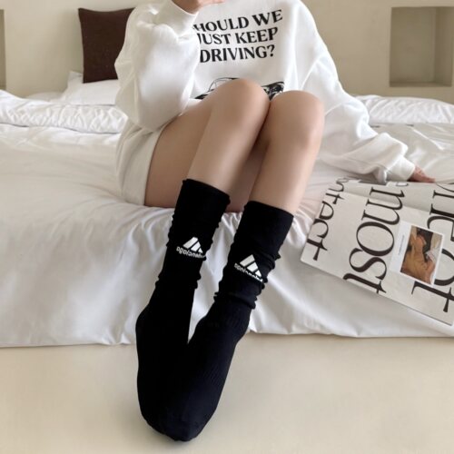 blokecore辣妹足球袜子女夏薄款中筒母小腿袜ins潮新款长筒堆堆袜