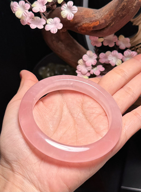 天然粉晶手镯颜色艳丽晶体通透艳丽60大圈口福利款一物一图一证