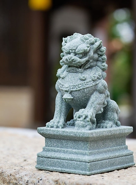 新中式狮子水泥装饰摆件中国风迎客桌面创意鱼缸盆景造景摆设