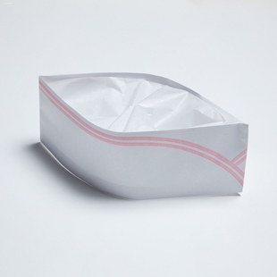 一次性厨师帽纸帽子纸质低帽/红边厨师帽/矮帽船帽