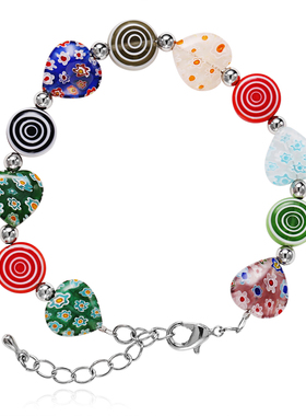 亚马逊时尚风银色珠子爱心手链