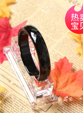 水晶切面手镯黑玛瑙手镯 钻石切面手镯