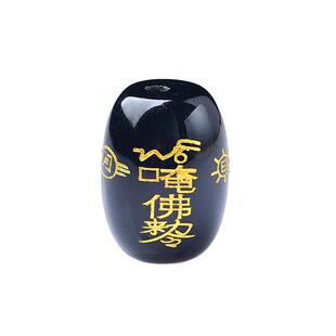 天然黑红玛瑙手编绳桶珠手链女男本命年泰岁话解符红绳配珠顶烫金