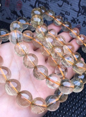 天然金发晶单圈手串男女钛晶黄发晶手链串珠百搭时尚水晶饰品礼物