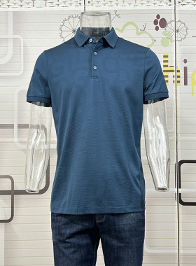 金利来男装夏季含桑蚕丝短袖修身翻领T恤MTS22121532-54