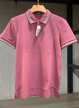 金利来男装T恤衫夏季修身版含桑蚕丝翻领休闲短袖MTS21121487-47