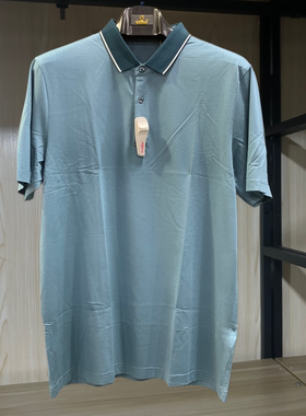 金利来男装T恤衫夏款含桑蚕丝翻领常规休闲短袖MTS21121481-44